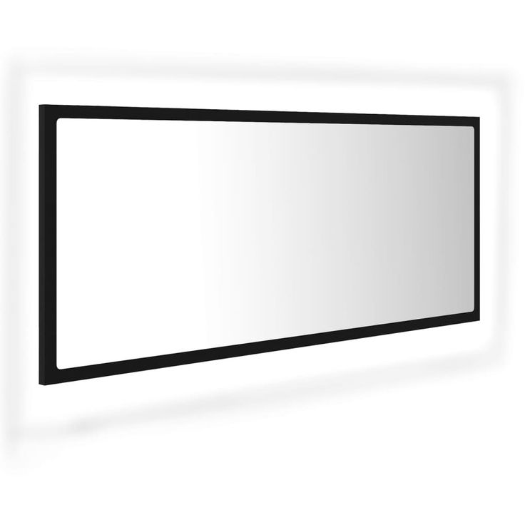 Kylpyhuonepeili LED, musta, 100x8,5x37 cm lastulevy