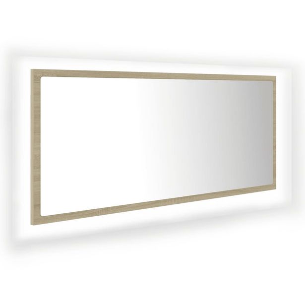 Kylpyhuonepeili LED, Sonoma-tammi, 100x8,5x37 cm lastulevy
