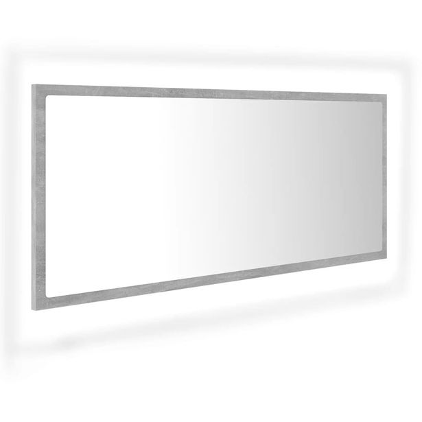 Kylpyhuonepeili LED, betoninharmaa, 100x8,5x37 cm lastulevy