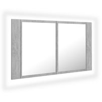 Kylpyhuoneen LED peilikaappi, betoninharmaa, 80x12x45 cm