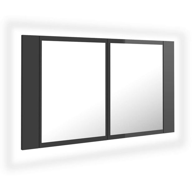 Kylpyhuoneen LED peilikaappi, korkeakiilto harmaa, 80x12x45 cm