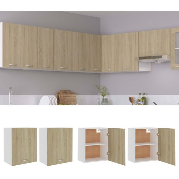 Seinäkaapit 2 kpl sonoma-tammi 50x31x60 cm lastulevy_1