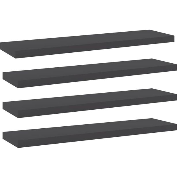 Kirjahyllytasot 4 kpl harmaa 40x10x1,5 cm lastulevy_1