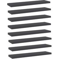 Hyllylevyt 8 kpl harmaa 40x10x1,5 cm lastulevy