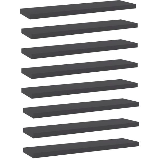 Kirjahyllytasot 8 kpl harmaa 40x10x1,5 cm lastulevy_1