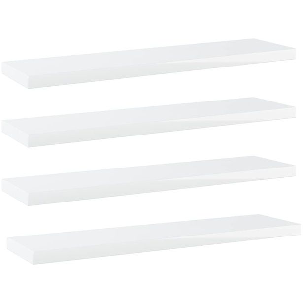 Kirjahyllytasot 4 kpl korkeakiilto valk 40x10x1,5 cm_1