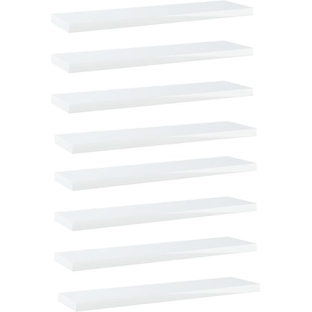 Kirjahyllytasot 8 kpl korkeakiilto valk 40x10x1,5 cm_1