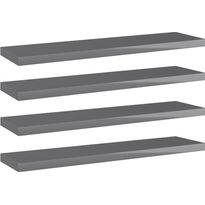 Hyllylevyt 4 kpl korkeakiilto harmaa 40x10x1,5 cm