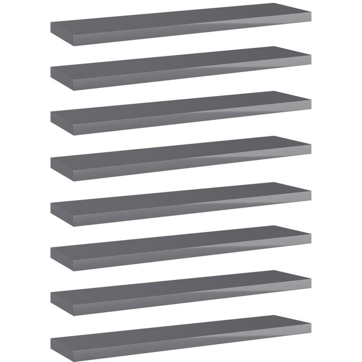 Kirjahyllytasot 8 kpl korkeakiilto harmaa 40x10x1,5 cm_1