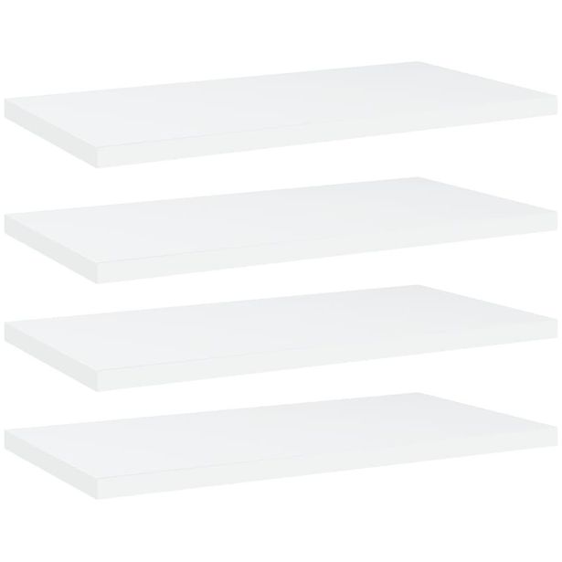 Kirjahyllytasot 4 kpl valkoinen 40x20x1,5 cm lastulevy_1