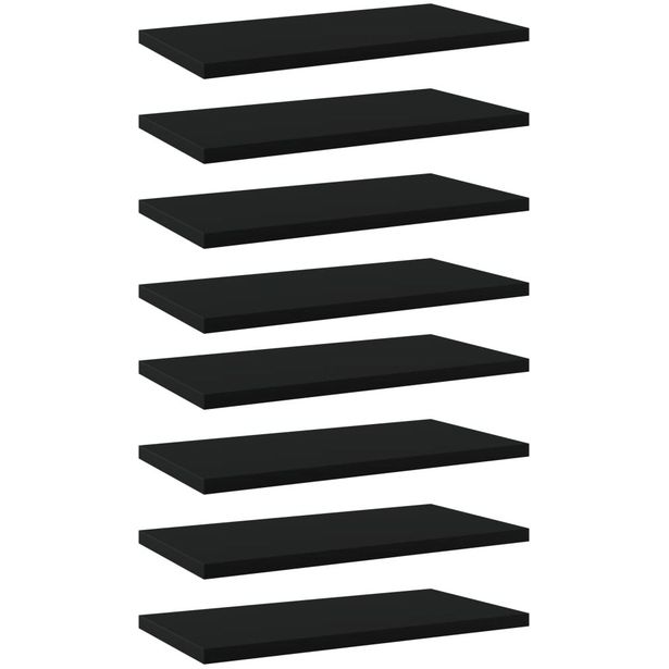 Kirjahyllytasot 8 kpl musta 40x20x1,5 cm lastulevy_1