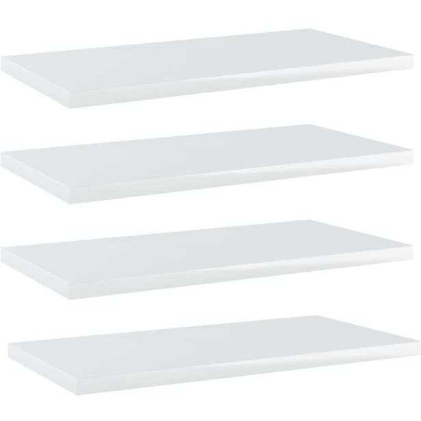 Kirjahyllytasot 4 kpl korkeakiilto valk 40x20x1,5 cm_1