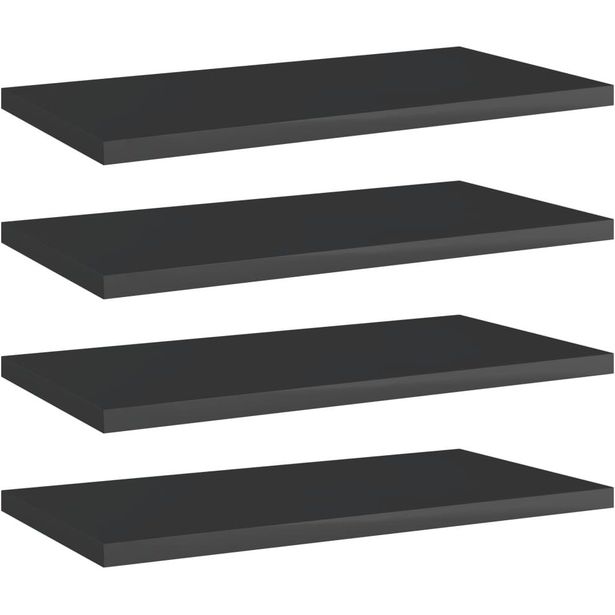 Kirjahyllytasot 4 kpl korkeakiilto musta 40x20x1,5 cm_1