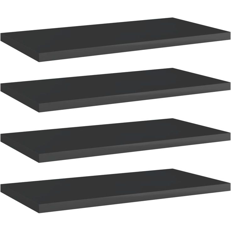 Kirjahyllytasot 4 kpl korkeakiilto musta 40x20x1,5 cm_1