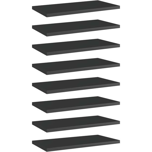 Kirjahyllytasot 8 kpl korkeakiilto musta 40x20x1,5 cm_1