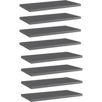 Hyllylevyt 8 kpl korkeakiilto harmaa 40x20x1,5 cm