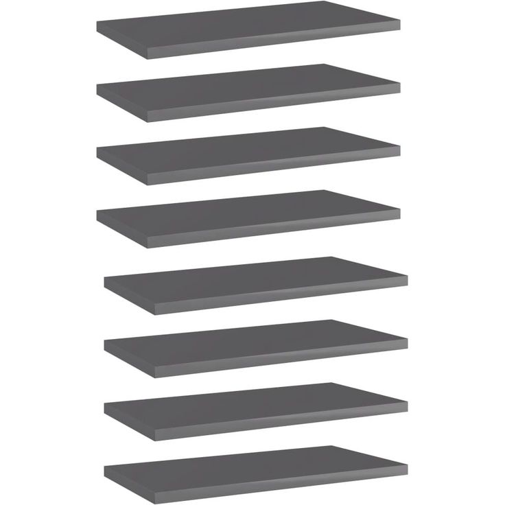 Kirjahyllytasot 8 kpl korkeakiilto harmaa 40x20x1,5 cm_1
