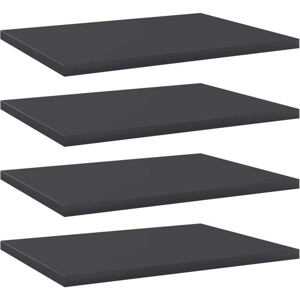 Kirjahyllytasot 4 kpl harmaa 40x30x1,5 cm lastulevy_1