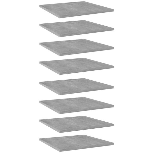 Kirjahyllytasot 8 kpl betoninharmaa 40x40x1,5 cm lastulevy_1