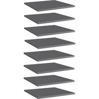 Hyllylevyt 8 kpl korkeakiilto harmaa 40x40x1,5 cm