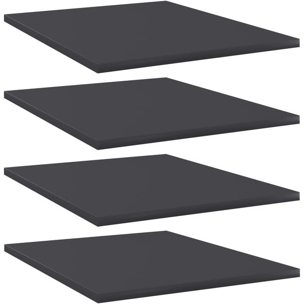 Kirjahyllytasot 4 kpl harmaa 40x50x1,5 cm lastulevy_1