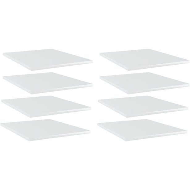 Kirjahyllytasot 8 kpl korkeakiilto valk 40x50x1,5 cm_1