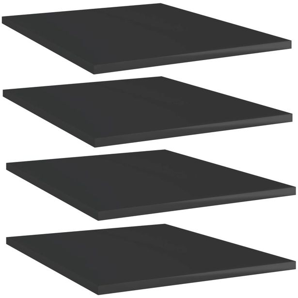Kirjahyllytasot 4 kpl korkeakiilto musta 40x50x1,5 cm_1