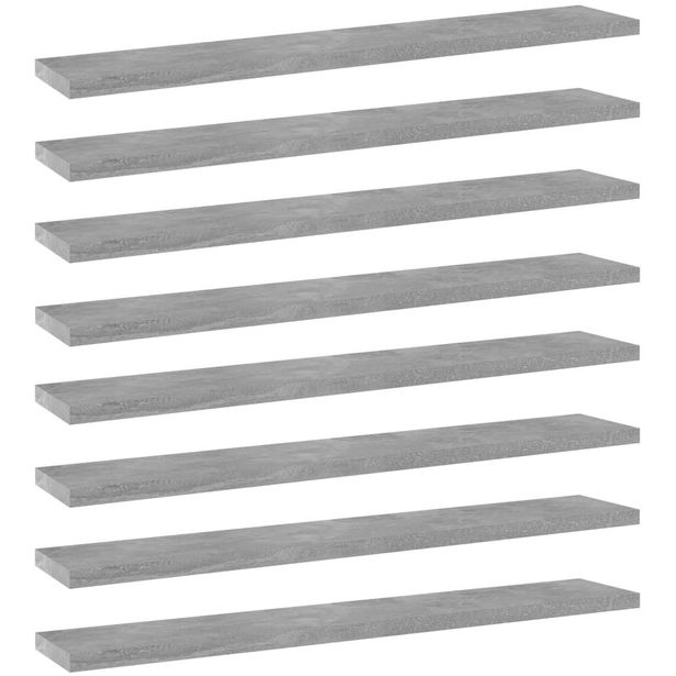 Kirjahyllytasot 8 kpl betoninharmaa 60x10x1,5 cm lastulevy_1