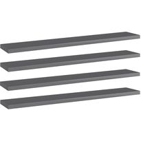 Hyllylevyt 4 kpl korkeakiilto harmaa 60x10x1,5 cm