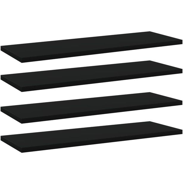 Kirjahyllytasot 4 kpl musta 60x20x1,5 cm lastulevy_1