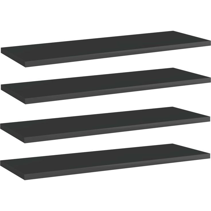 Kirjahyllytasot 4 kpl korkeakiilto musta 60x20x1,5 cm_1