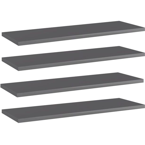 Kirjahyllytasot 4 kpl korkeakiilto harmaa 60x20x1,5 cm_1