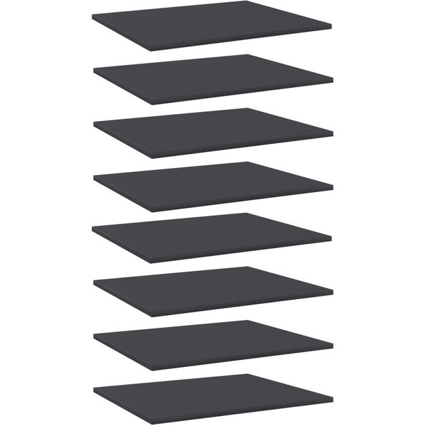 Kirjahyllytasot 8 kpl harmaa 60x50x1,5 cm lastulevy_1