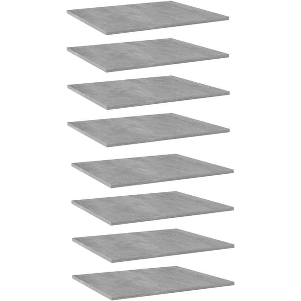 Kirjahyllytasot 8 kpl betoninharmaa 60x50x1,5 cm lastulevy_1