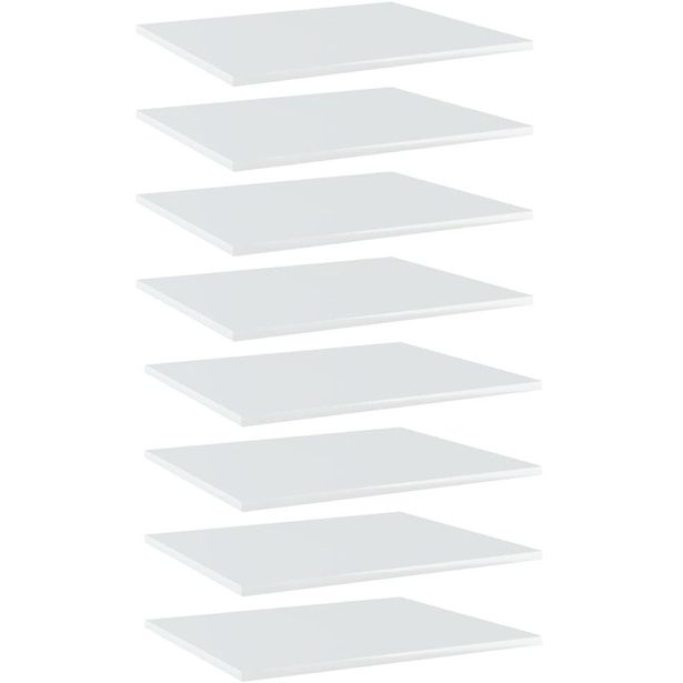 Kirjahyllytasot 8 kpl korkeakiilto valk 60x50x1,5 cm_1