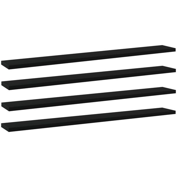 Kirjahyllytasot 4 kpl musta 80x10x1,5 cm lastulevy_1