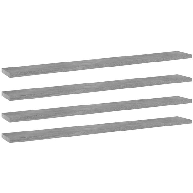 Kirjahyllytasot 4 kpl betoninharmaa 80x10x1,5 cm lastulevy_1