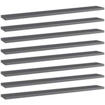 Hyllylevyt 8 kpl korkeakiilto harmaa 80x10x1,5 cm