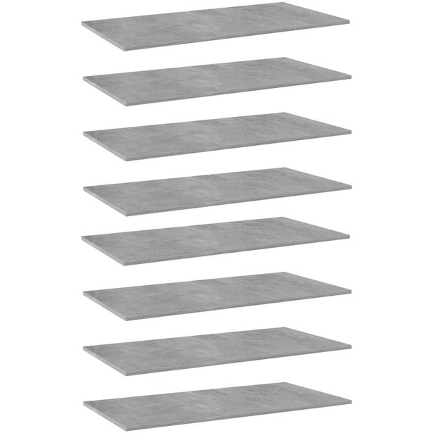 Kirjahyllytasot 8 kpl betoninharmaa 80x20x1,5 cm lastulevy_1