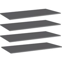 Hyllylevyt 4 kpl korkeakiilto harmaa 80x20x1,5 cm