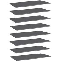 Hyllylevyt 8 kpl korkeakiilto harmaa 80x20x1,5 cm