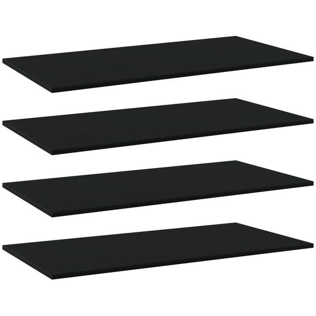 Kirjahyllytasot 4 kpl musta 80x30x1,5 cm lastulevy_1