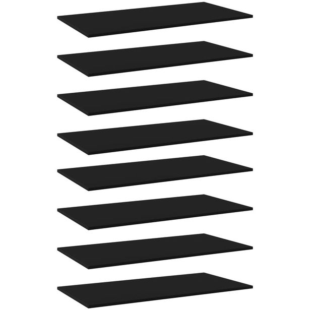 Kirjahyllytasot 8 kpl musta 80x30x1,5 cm lastulevy_1