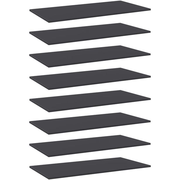 Kirjahyllytasot 8 kpl harmaa 80x30x1,5 cm lastulevy_1