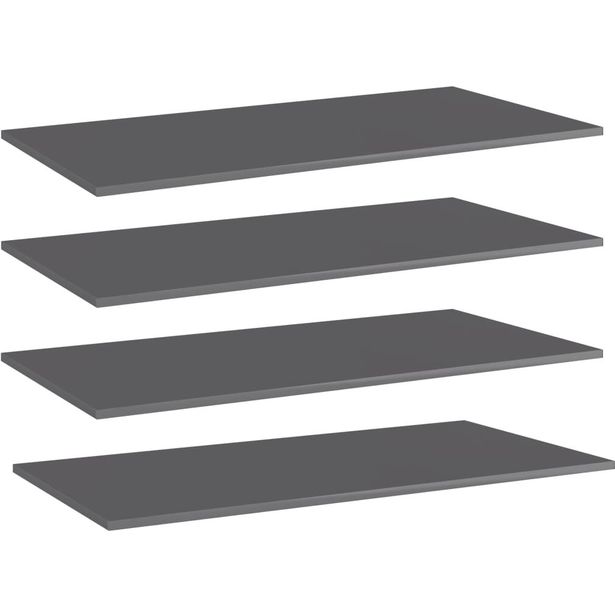 Kirjahyllytasot 4 kpl korkeakiilto harmaa 80x30x1,5 cm_1