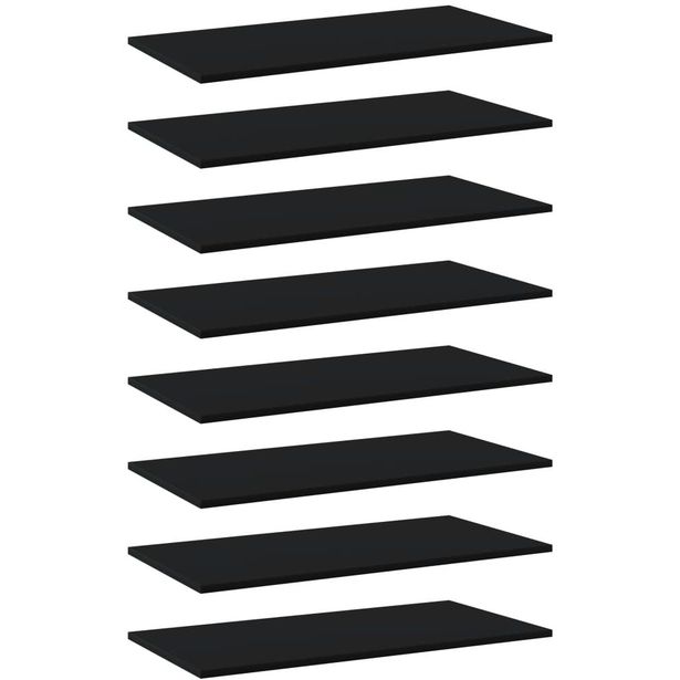 Kirjahyllytasot 8 kpl musta 80x40x1,5 cm lastulevy_1