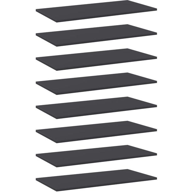 Kirjahyllytasot 8 kpl harmaa 80x40x1,5 cm lastulevy_1