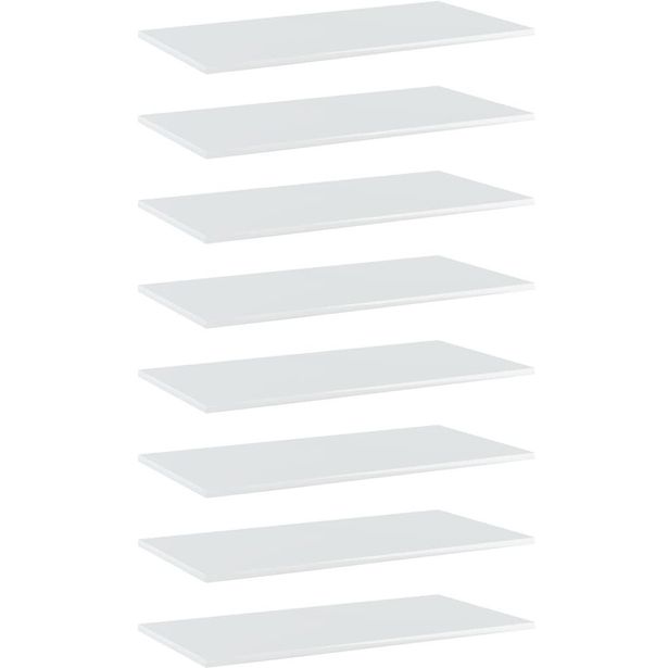 Kirjahyllytasot 8 kpl korkeakiilto valk. 80x40x1,5 cm_1