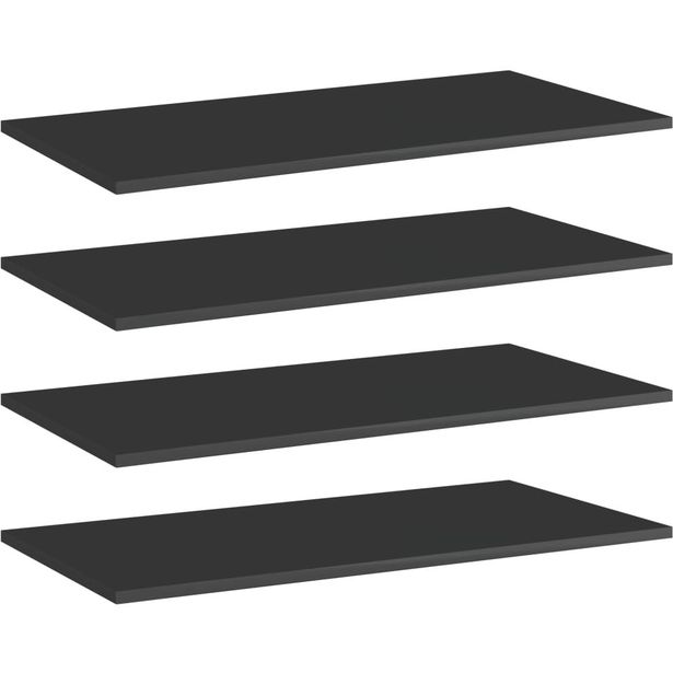 Kirjahyllytasot 4 kpl korkeakiilto musta 80x40x1,5 cm_1