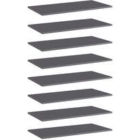 Hyllylevyt 8 kpl korkeakiilto harmaa 80x40x1,5 cm